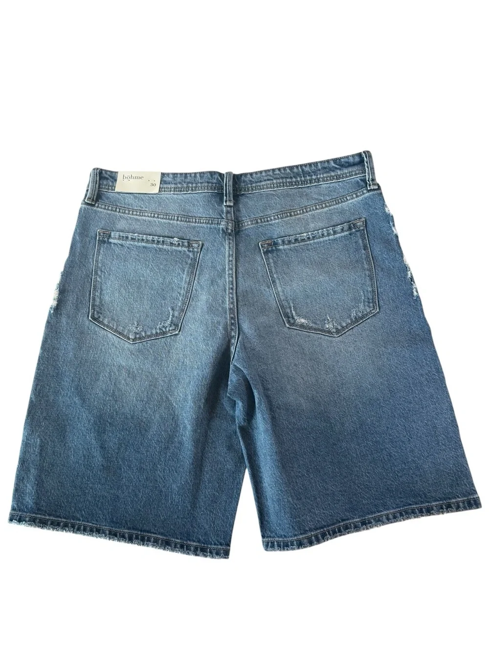 Böhme Denim Bermuda Shorts Women’s Size 30 Light Wash Distressed Baggy NWT
